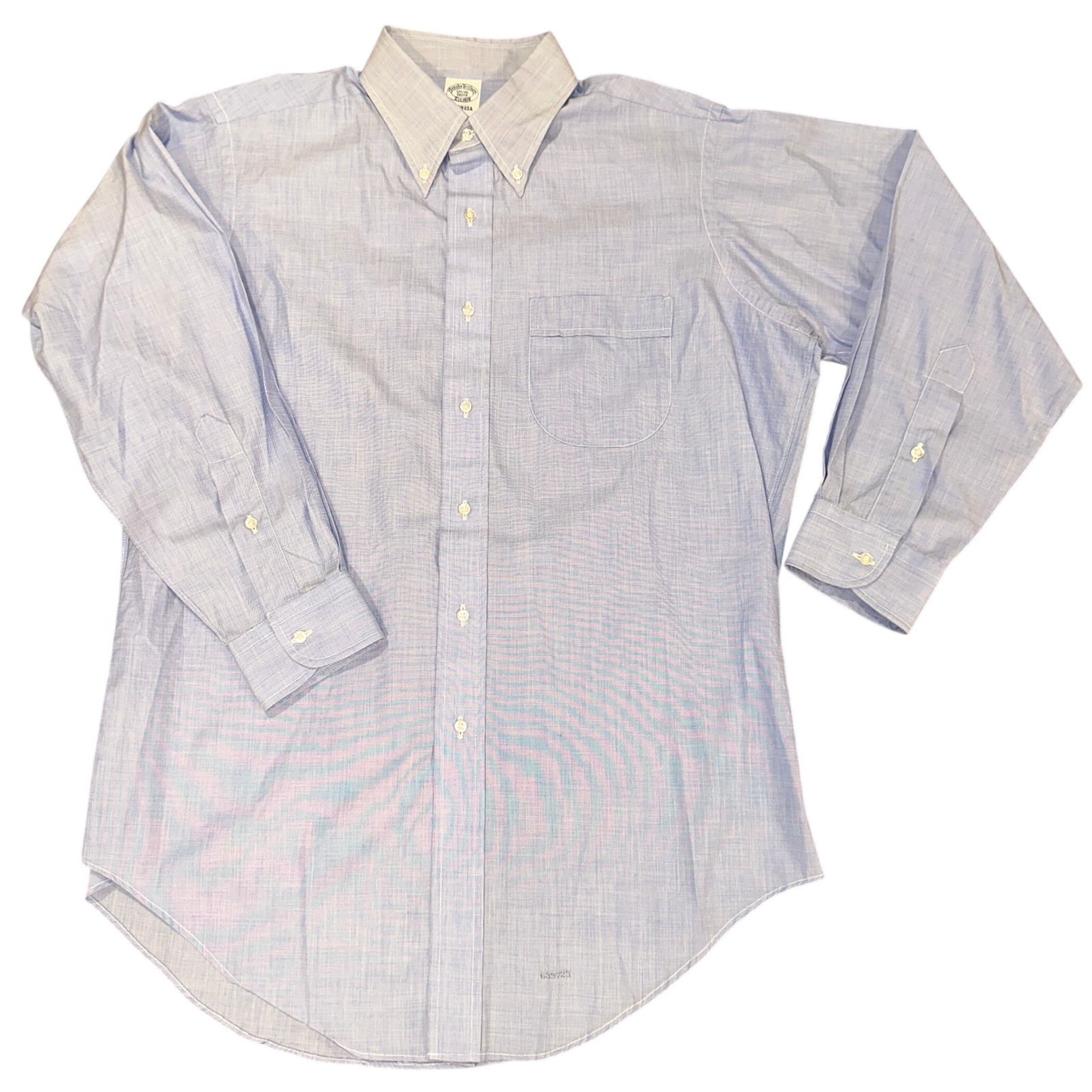Vintage Brooks Brothers Special Order End On End Dress Shirt Mens 16 32 Blue Usa